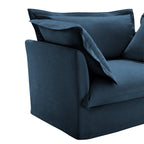 Walker Edison | Fauteuil bleu Cloud avec housse amovible et repose-pieds