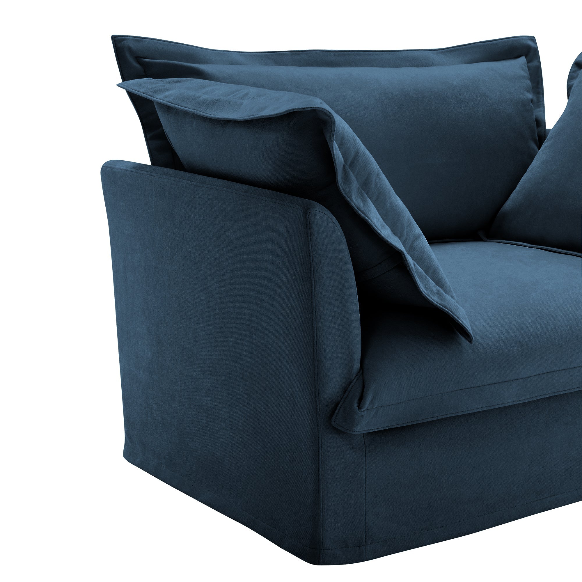 Walker Edison | Fauteuil bleu Cloud avec housse amovible et repose-pieds