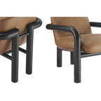 Fauteuil d'appoint moderne en similicuir avec structure en bois courbée et revêtement en bois courbé