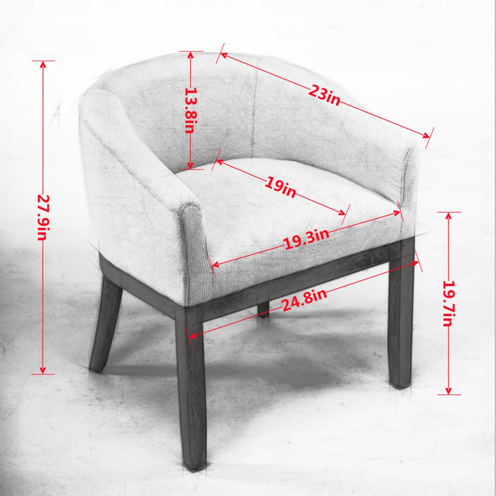 Chaises de salle à manger cylindriques rembourrées en lin, style moderne du milieu du siècle 