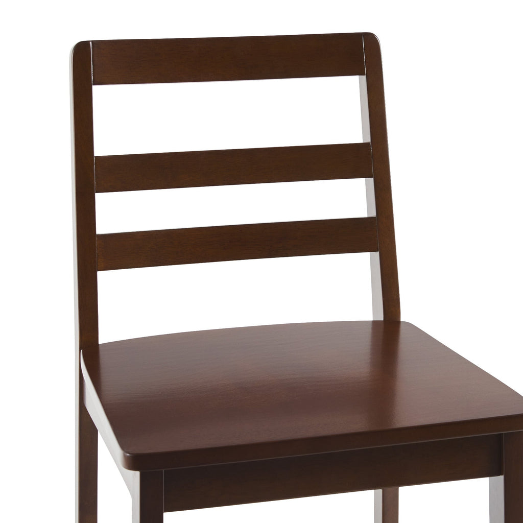 Tabouret de bar Erekson en bois massif avec dossier à échelle, lot de 2