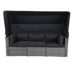 Ensemble de canapés d'angle 7 pièces en rotin tressé avec auvent pour terrasse extérieure Walker Edison 