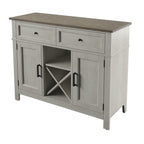 Buffet de style campagnard avec étagères à vin et rangement pour verres à pied