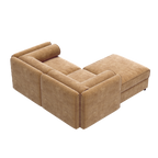 Walker Edison | Canapé deux places moderne et élégant en chenille camel avec pouf