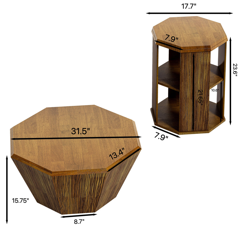 Ensemble de deux tables basses octogonales 