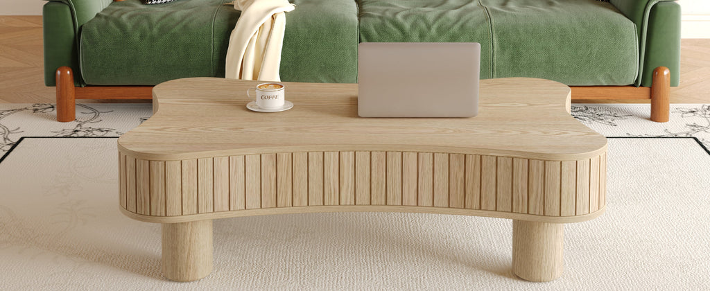 Walker Edison | Table basse et bureau à plateau relevable cannelé Curve Design 