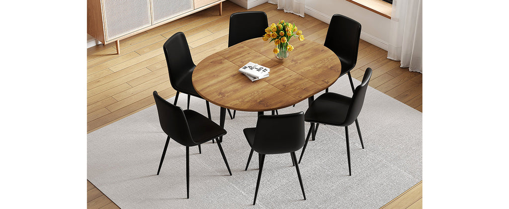 Ensemble table et chaises extensibles modernes pour 6 personnes avec chaises en PU