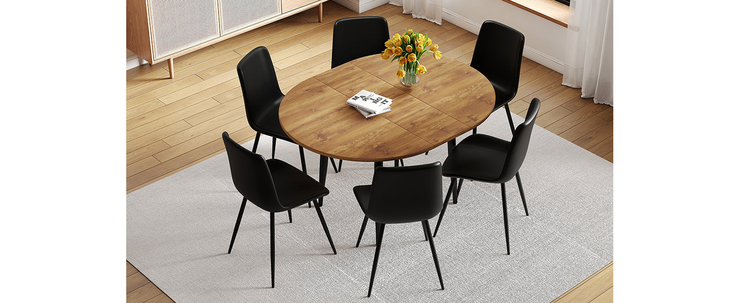 Ensemble table et chaises extensibles modernes pour 6 personnes avec chaises en PU
