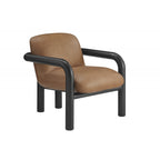 Fauteuil d'appoint moderne en similicuir avec structure en bois courbée et revêtement en bois courbé
