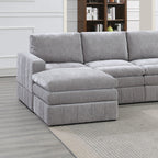 Ensemble de canapé d'angle modulaire contemporain 5 pièces avec deux poufs