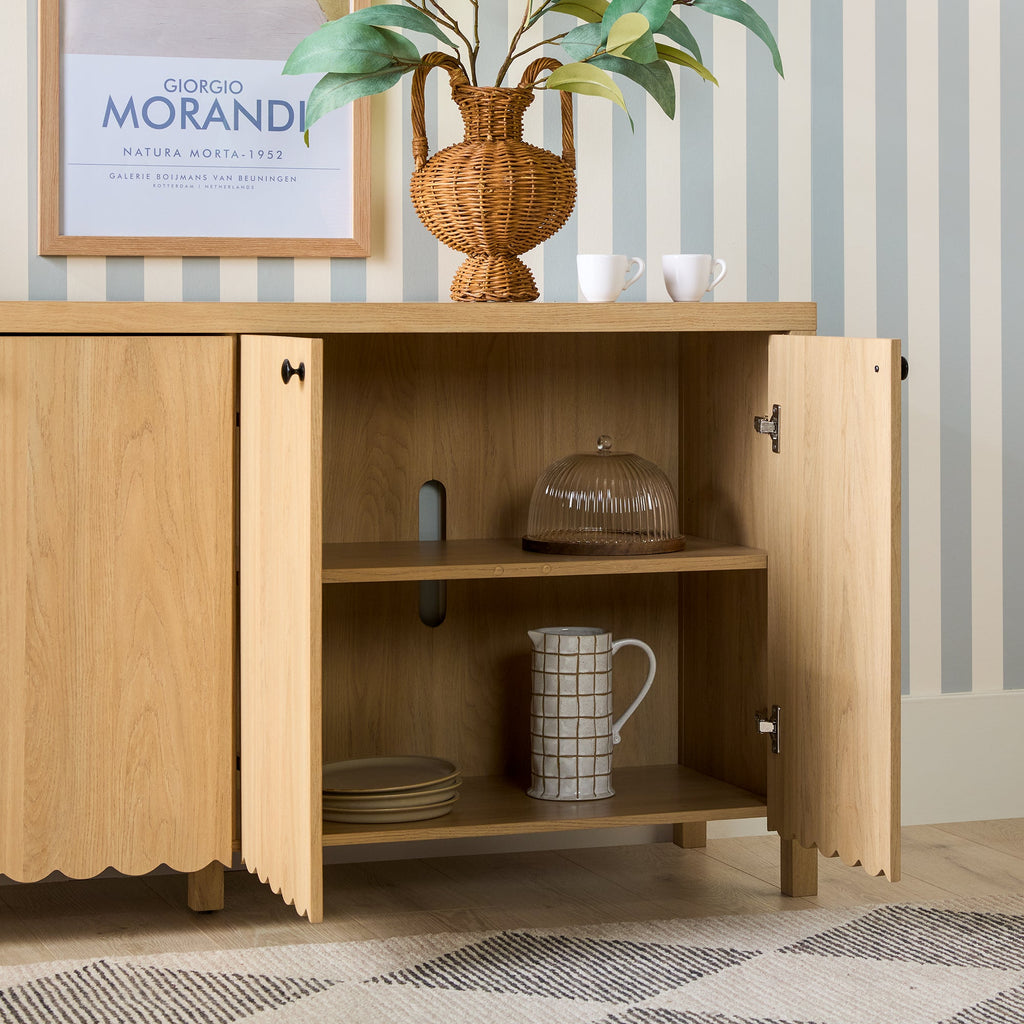 Buffet/meuble TV Paisley 60 moderne à bords festonnés, montage facile