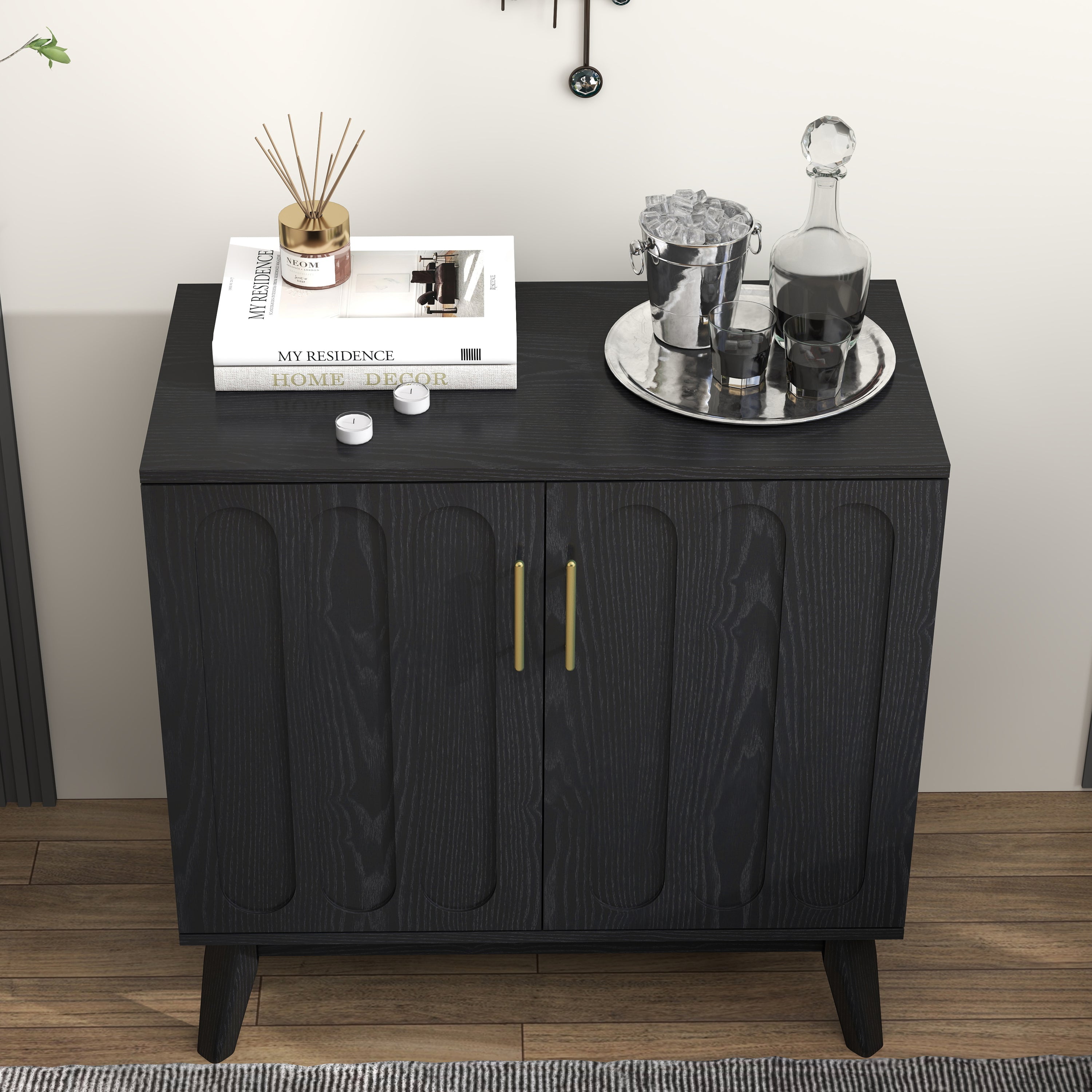 Meuble d'appoint cannelé Walker Edison | Style moderne du milieu du siècle