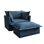 Walker Edison | Fauteuil bleu Cloud avec housse amovible et repose-pieds