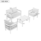 Walker Edison | Ensemble canapé d'extérieur en fer forgé au design moderne avec table basse 