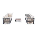 Walker Edison | Ensemble de canapé d'angle 7 pièces en métal, style minimaliste moderne, pour terrasse extérieure