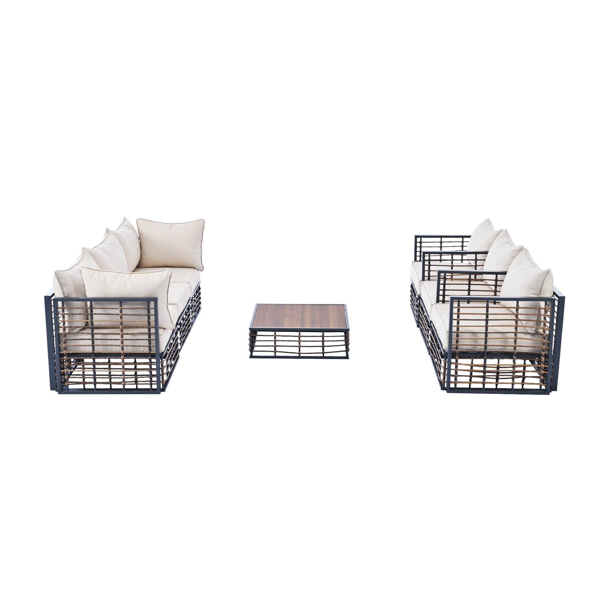 Walker Edison | Ensemble de canapé d'angle 7 pièces en métal, style minimaliste moderne, pour terrasse extérieure