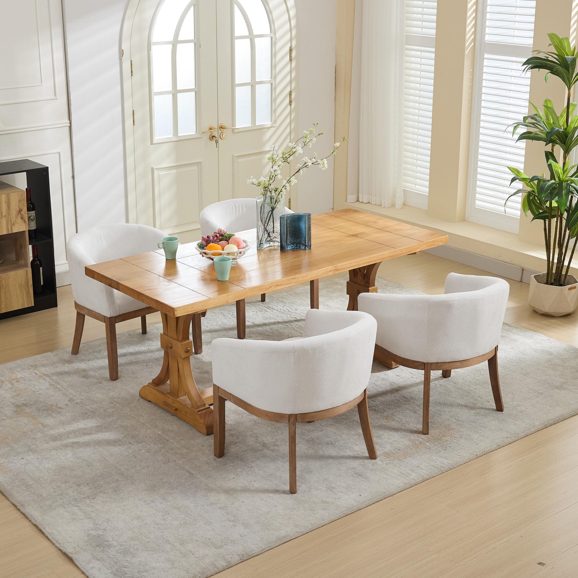 Chaises de salle à manger cylindriques rembourrées en lin, style moderne du milieu du siècle 