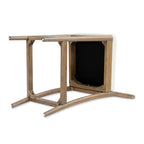 Tabouret de bar Leon 27' à dossier arqué, en bois et tissu, lot de 2 