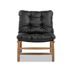 Fauteuil d'appoint Oxford 26,5' Noir en cuir noir, style moderne du milieu du siècle 