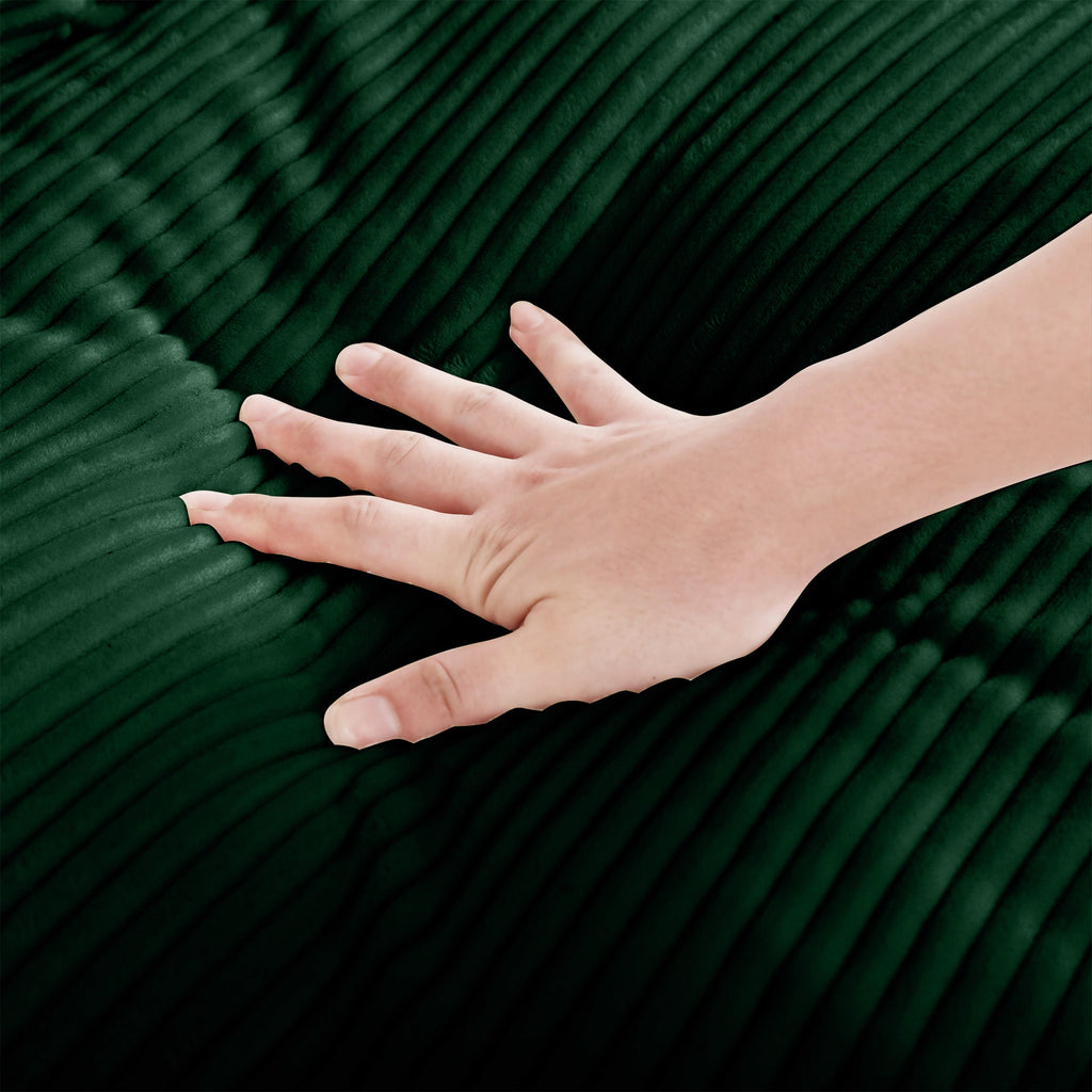 Walker Edison | Canapé d'angle en velours côtelé avec pouf de rangement 