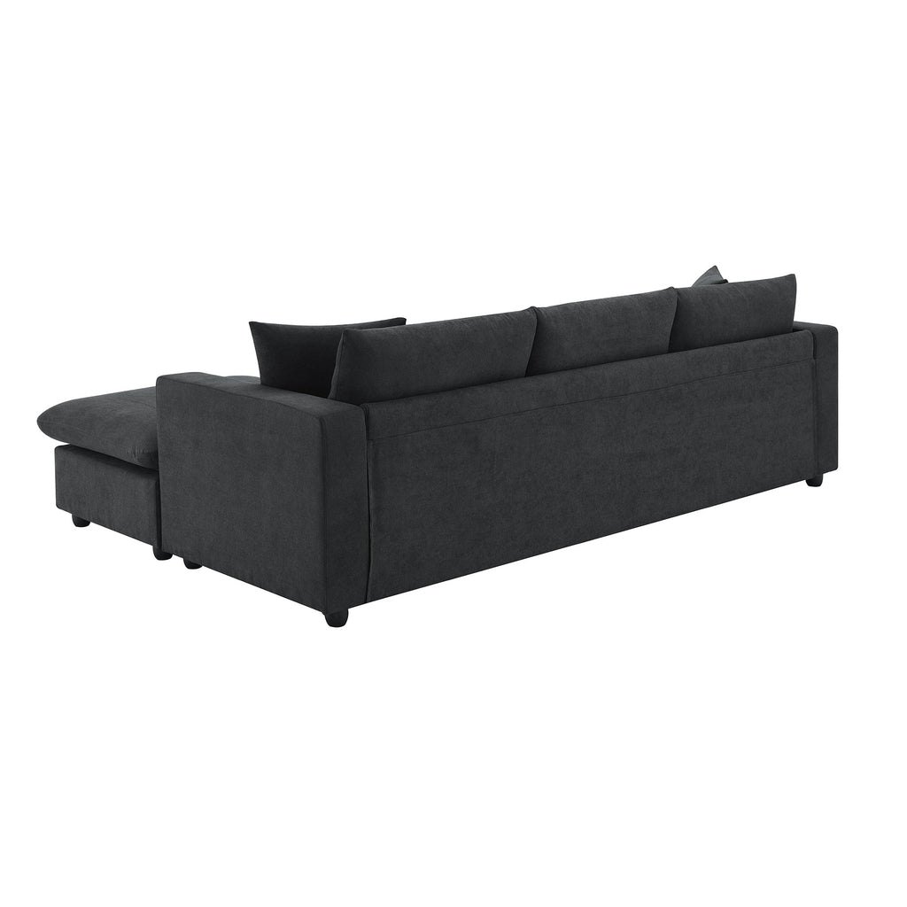 Walker Edison | Canapé d'angle moderne en chenille noire avec pouf
