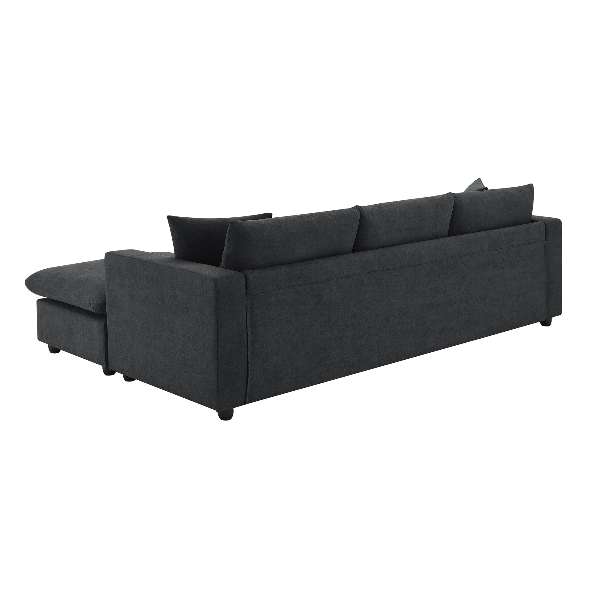 Walker Edison | Canapé d'angle moderne en chenille noire avec pouf
