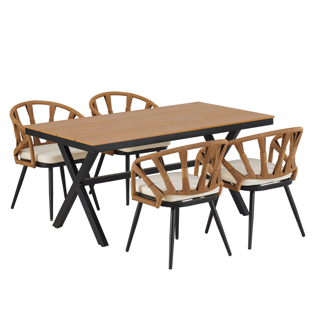 Walker Edison | Ensemble table et chaises de jardin contemporain style U