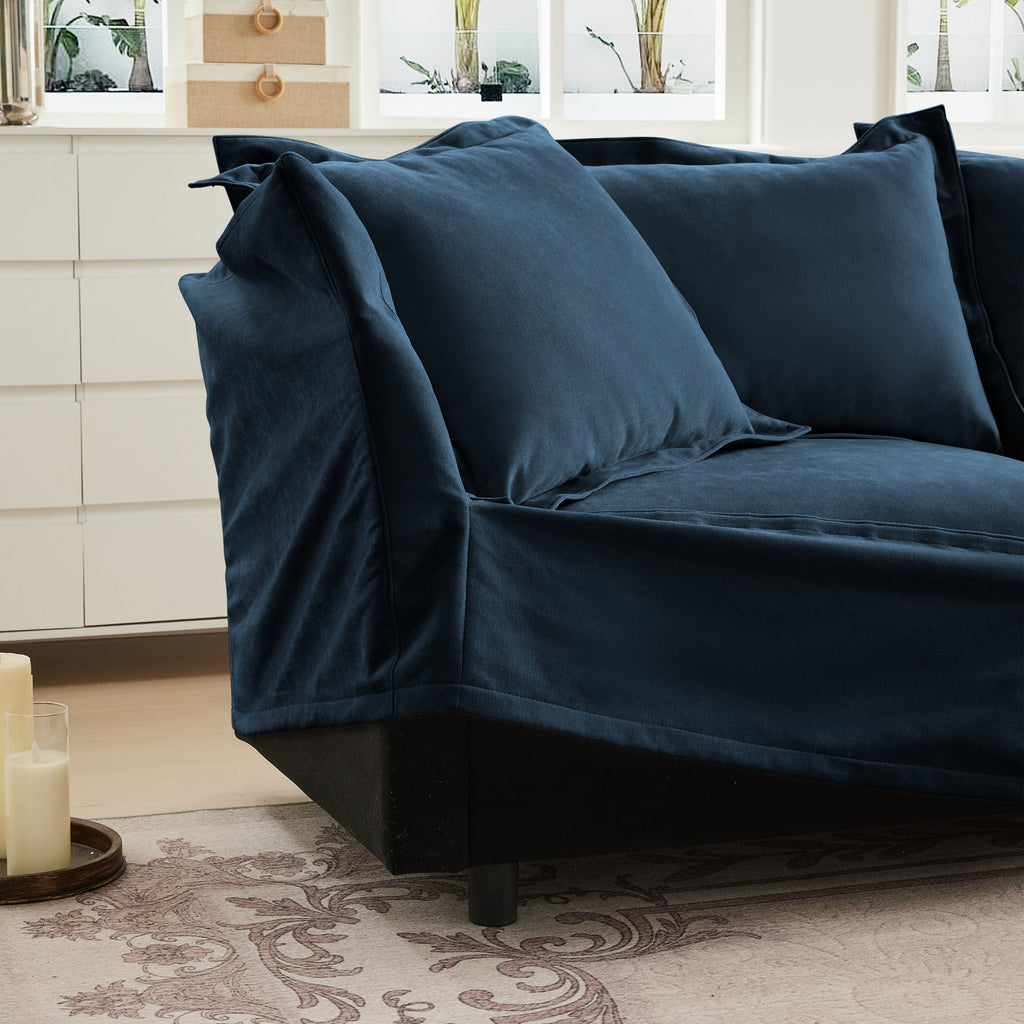 Walker Edison | Fauteuil bleu Cloud avec housse amovible et repose-pieds