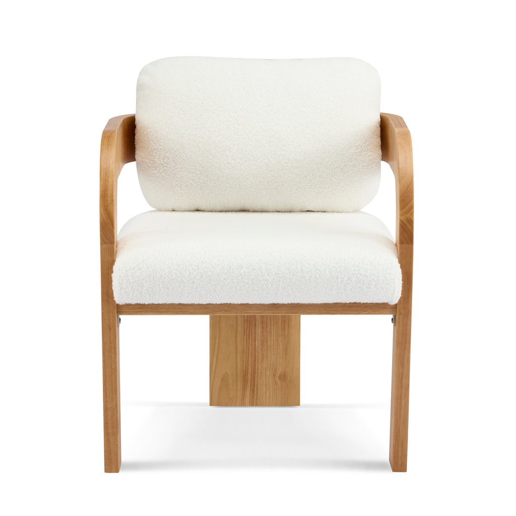 Lot de 2 chaises de salle à manger blanches bouclées avec dossier coussin et structure en bois massif