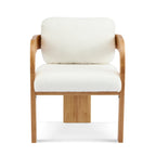 Lot de 2 chaises de salle à manger blanches bouclées avec dossier coussin et structure en bois massif