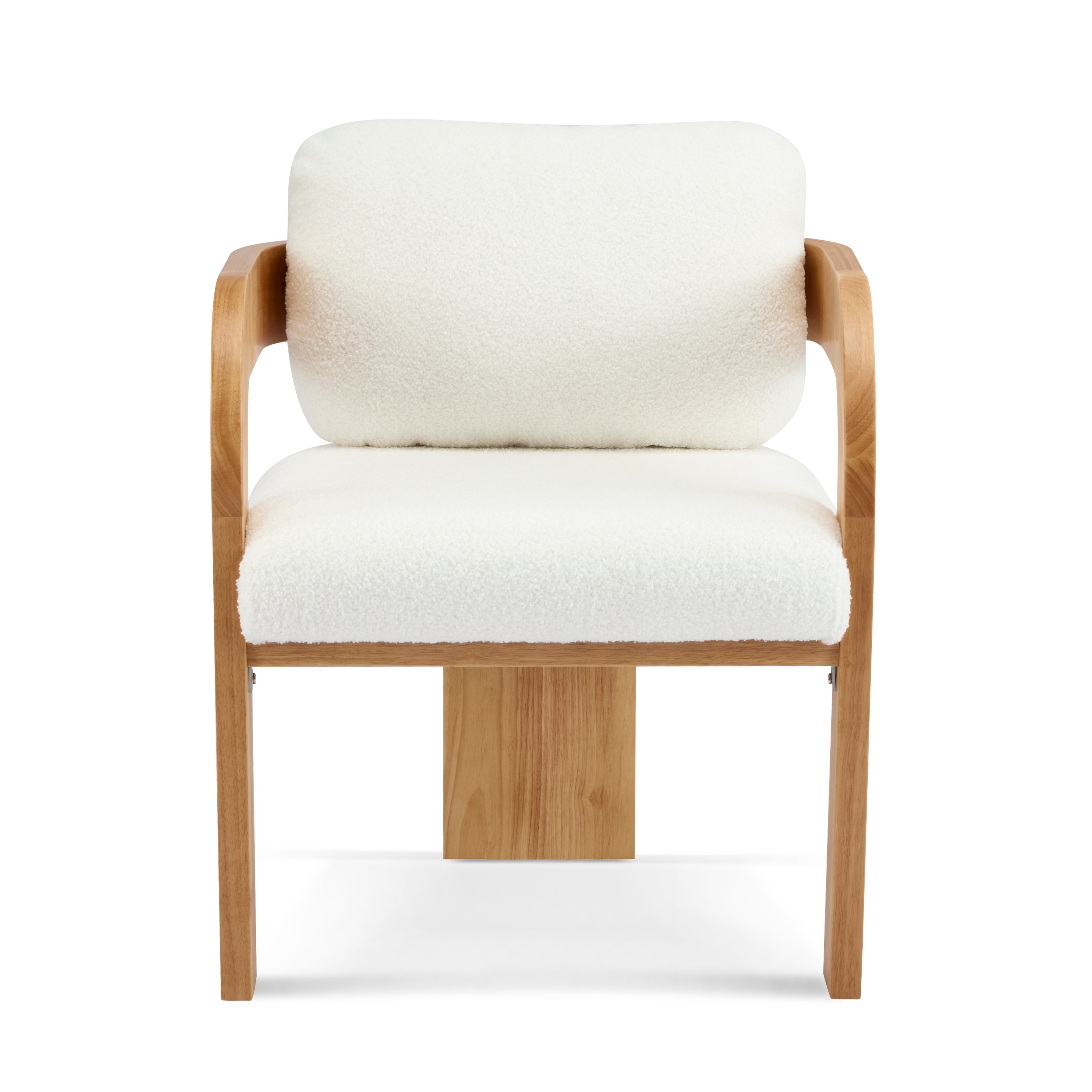 Lot de 2 chaises de salle à manger blanches bouclées avec dossier coussin et structure en bois massif