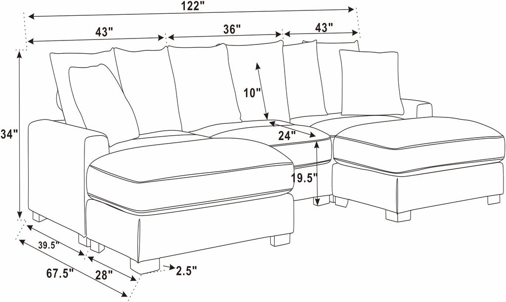 Canapé d'angle Wynisha en velours côtelé profond 