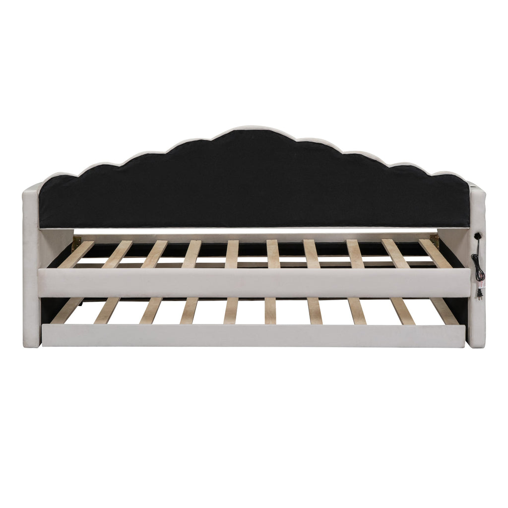 Walker Edison | Canapé-lit simple en velours avec lit gigogne et ports de chargement USB 