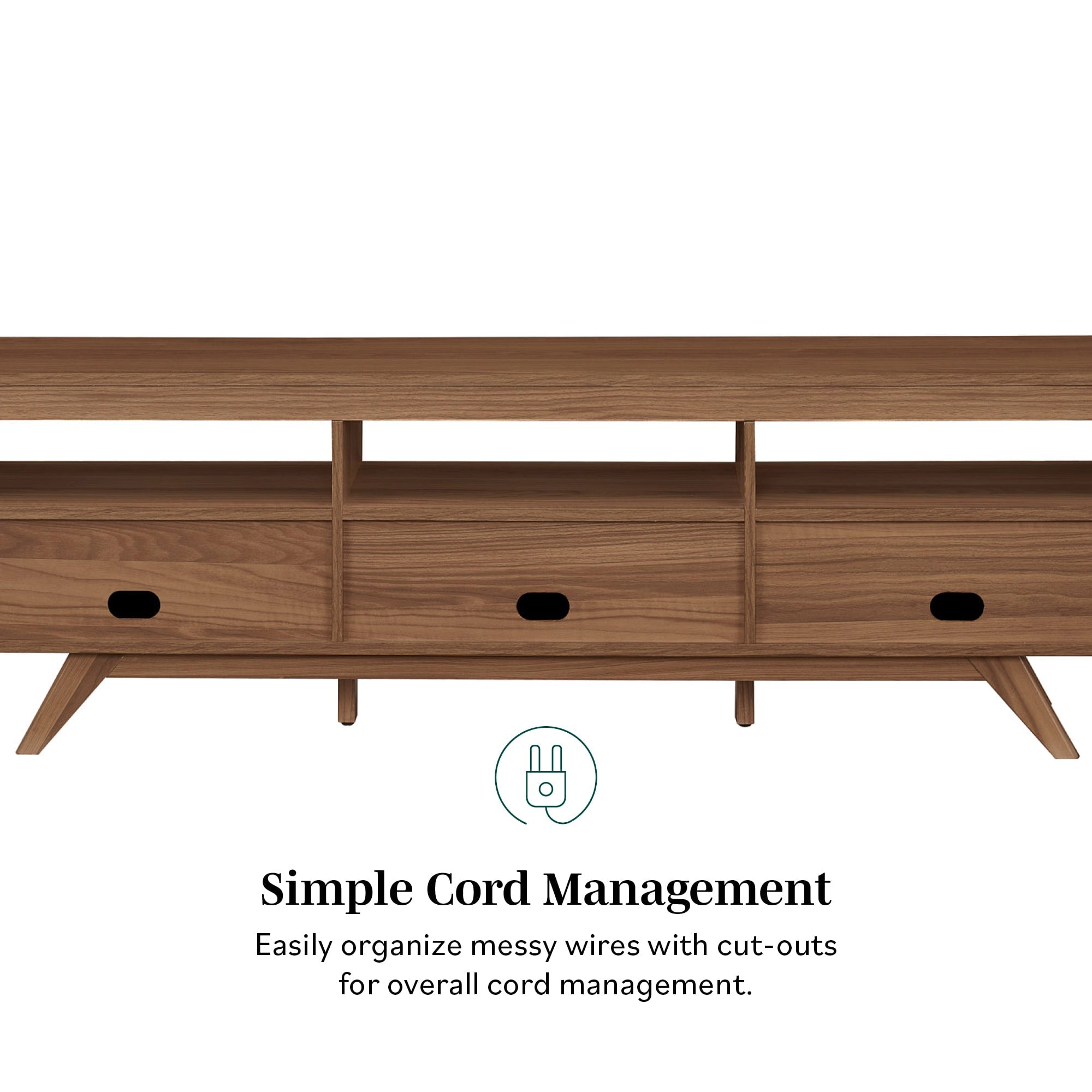 Meuble TV moderne Kela à 3 portes, style milieu du siècle