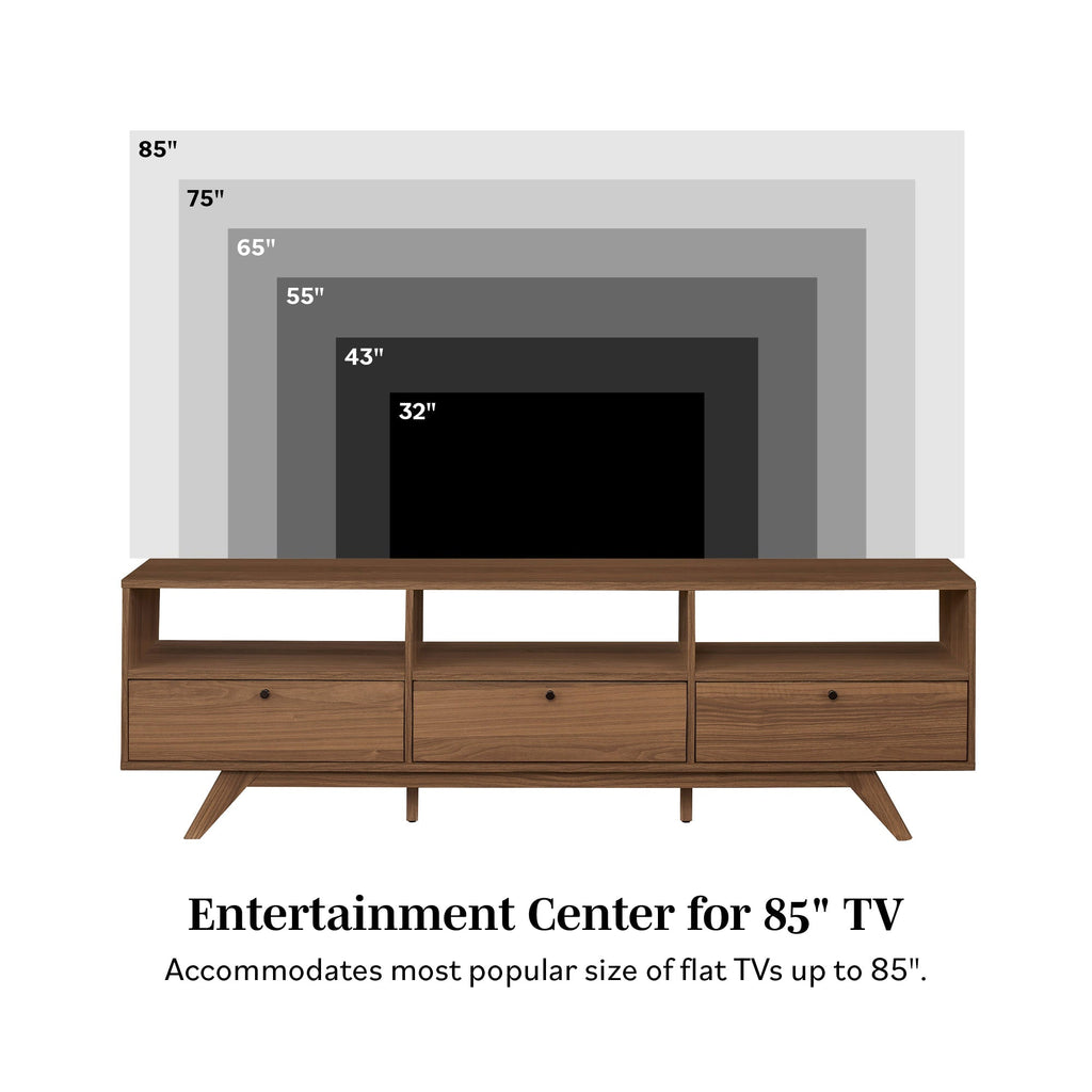 Meuble TV moderne Kela à 3 portes, style milieu du siècle
