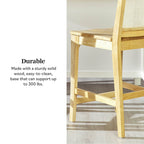 Tabouret de bar Catalina en bois massif avec dossier en rotin, lot de 2