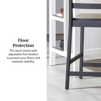 Tabouret de bar Erekson en bois massif avec dossier à échelle, lot de 2