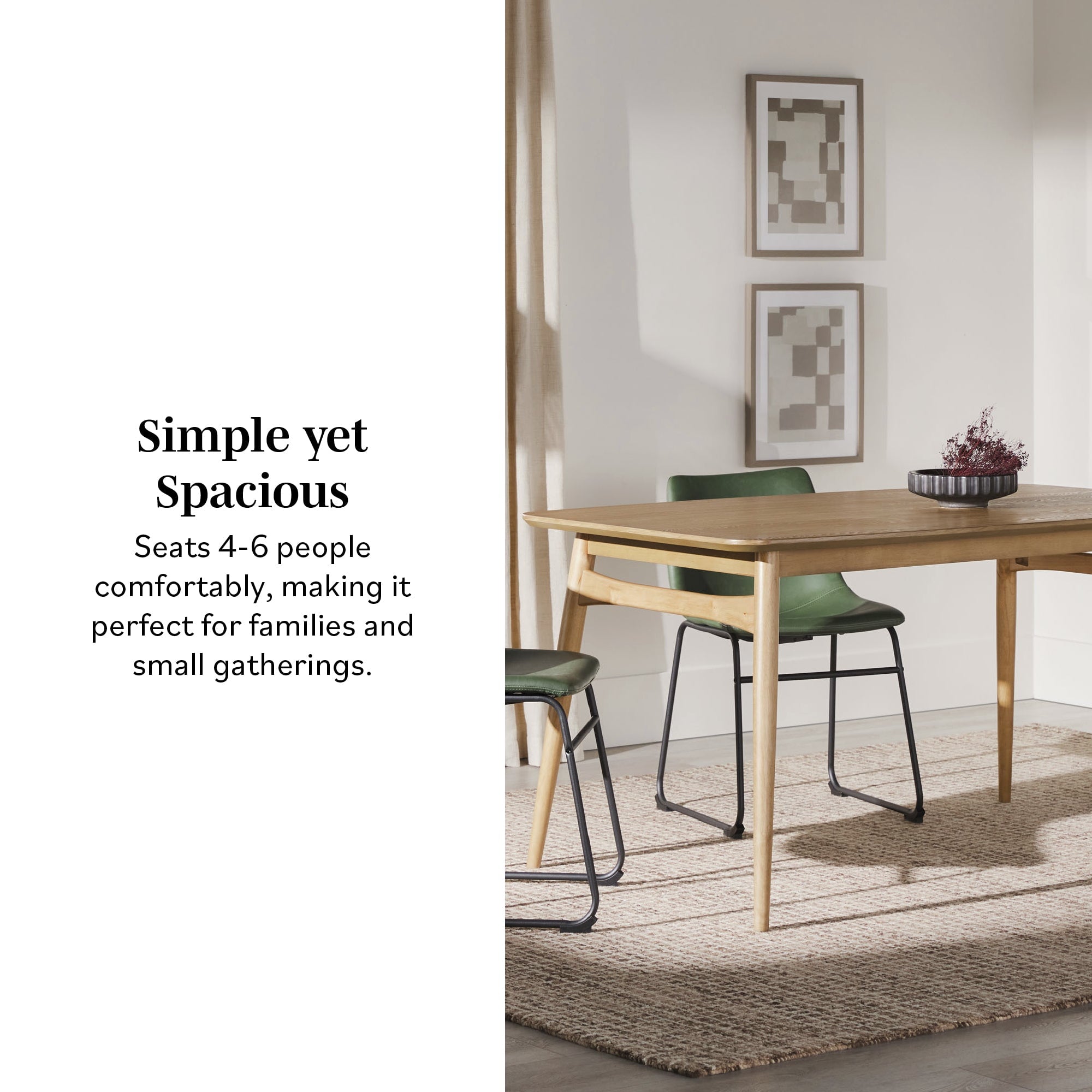 Table de salle à manger moderne Taberu en bois, style milieu du siècle