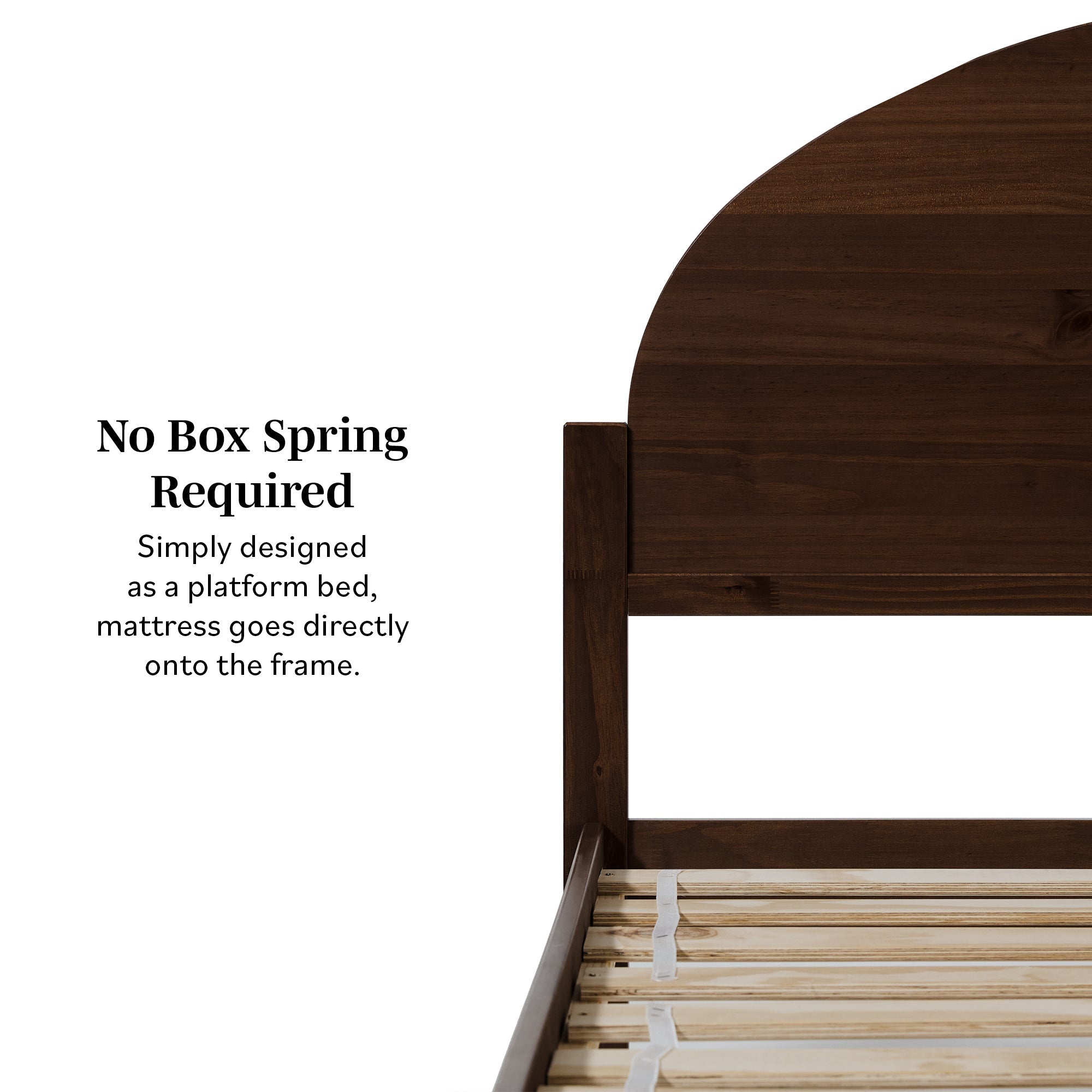 Lit Elias en bois massif avec tête de lit arquée