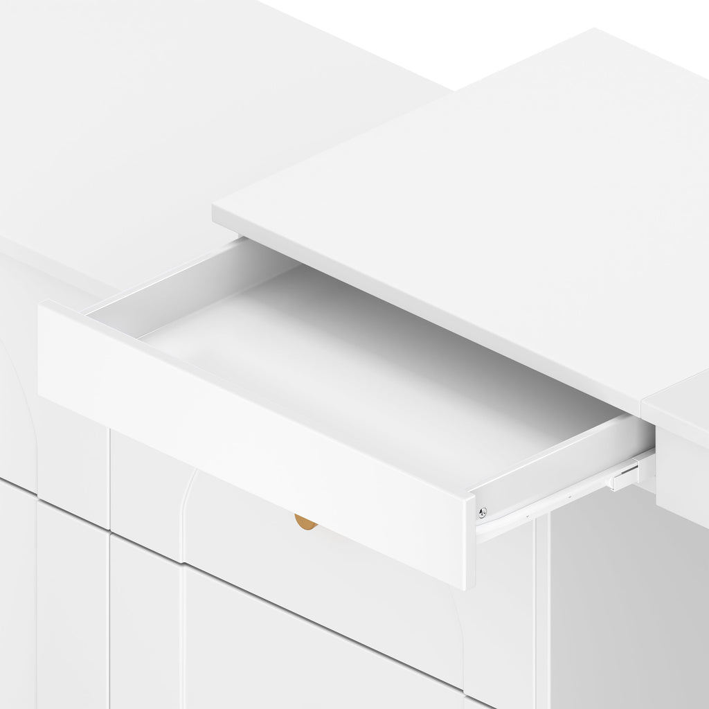 Ensemble coiffeuse multifonctionnelle blanche Walker Edison avec miroir rabattable et éclairage 