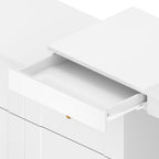 Ensemble coiffeuse multifonctionnelle blanche Walker Edison avec miroir rabattable et éclairage 