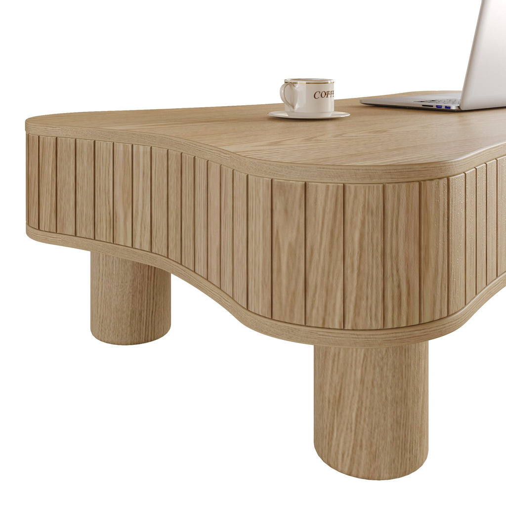 Walker Edison | Table basse et bureau à plateau relevable cannelé Curve Design 