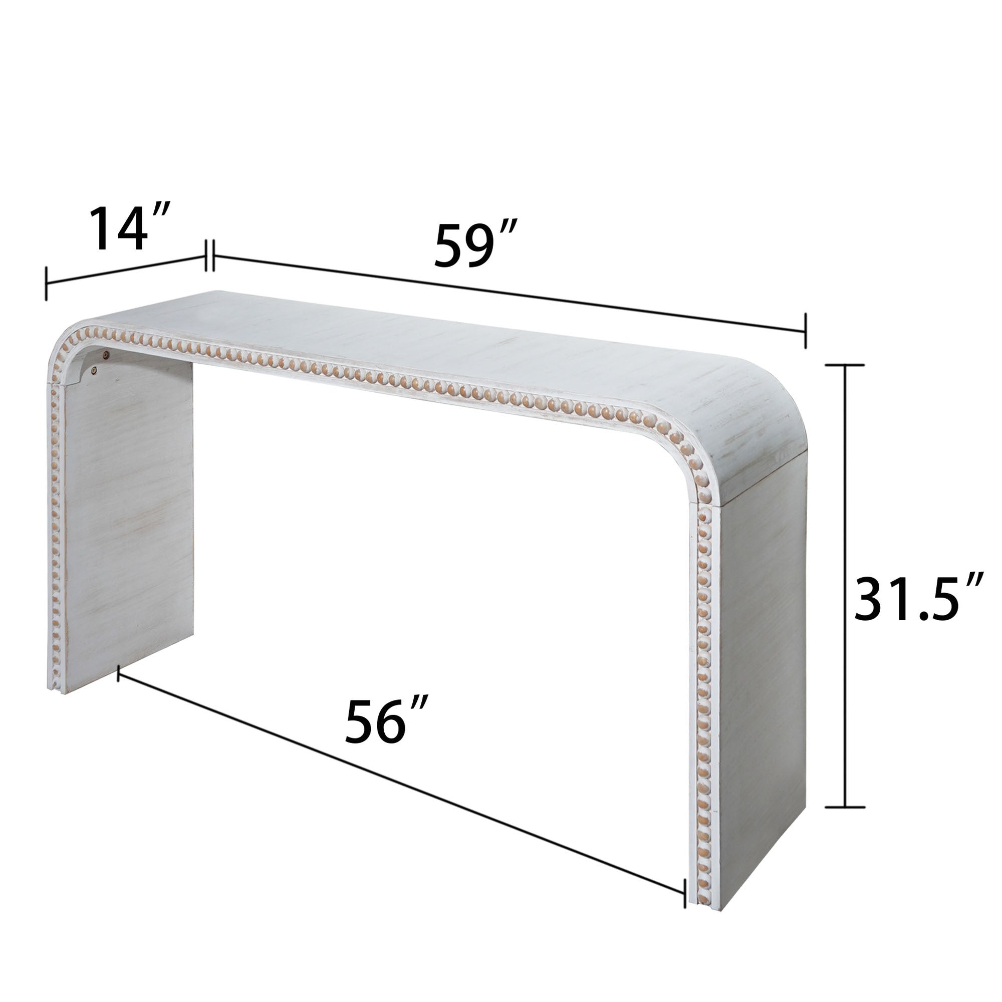 Table console d'entrée Walker Edison | Curve Design blanc délavé 59 