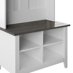 Porte-manteau d'entrée bicolore style ferme avec banc de rangement