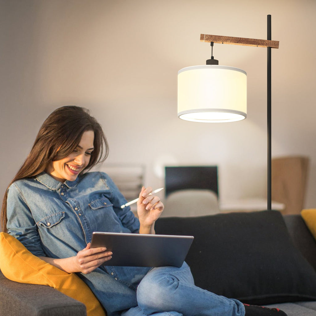 Lampadaire arqué en bois de style classique moderne de 61 pouces 