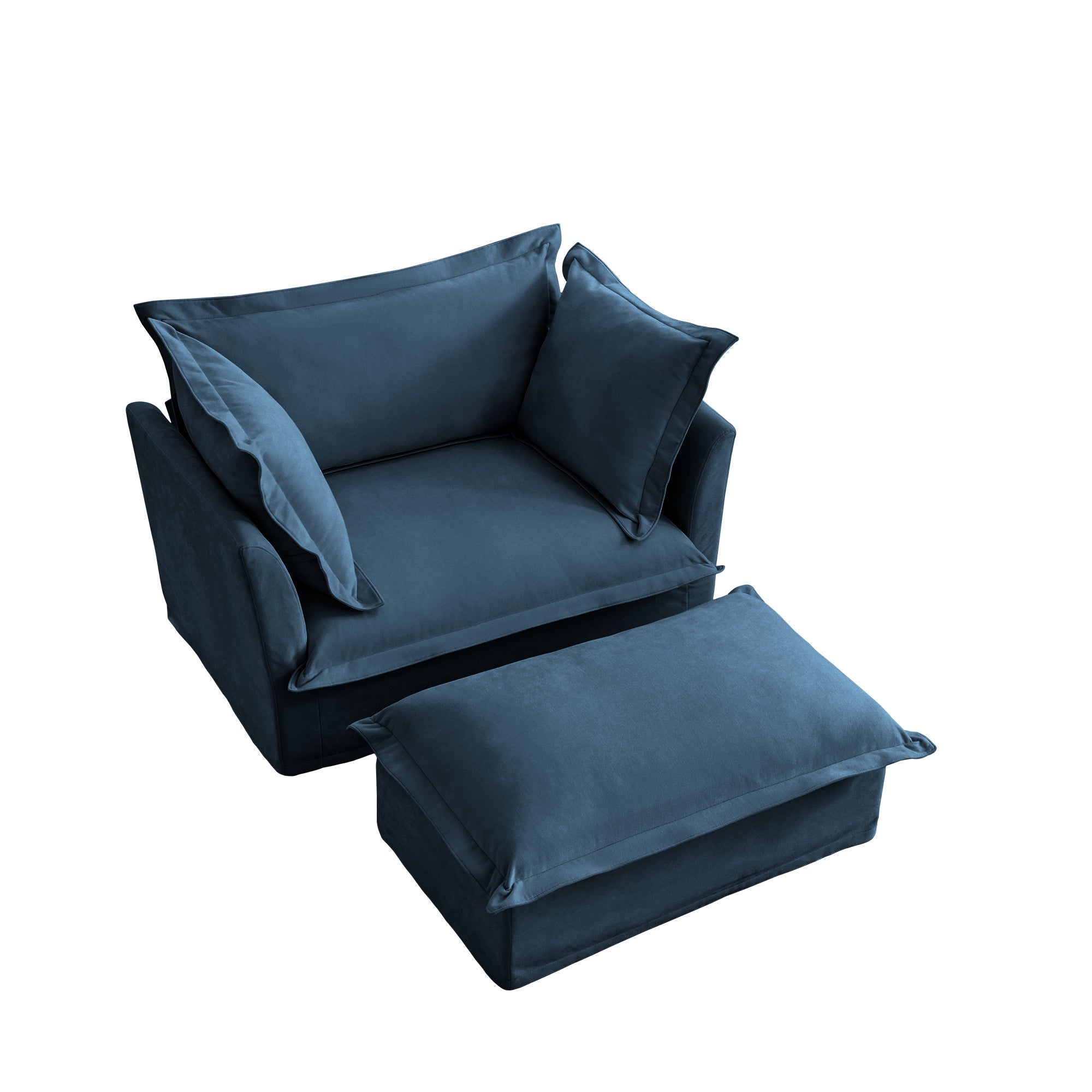 Walker Edison | Fauteuil bleu Cloud avec housse amovible et repose-pieds