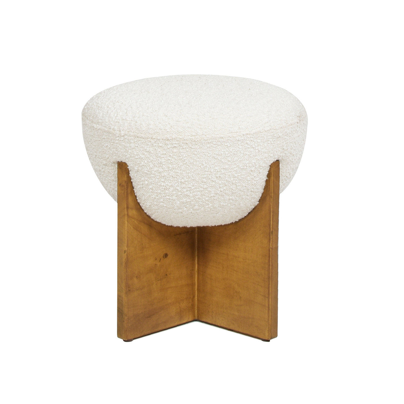 Walker Edison | Bali Pouf rond capitonné de 47 cm avec base en bois naturel
