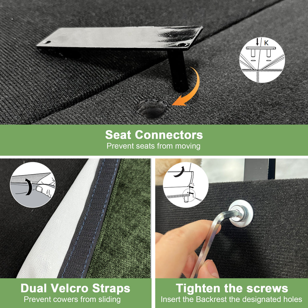 Walker Edison | Canapé deux places large et profond avec housse amovible et 2 poufs 