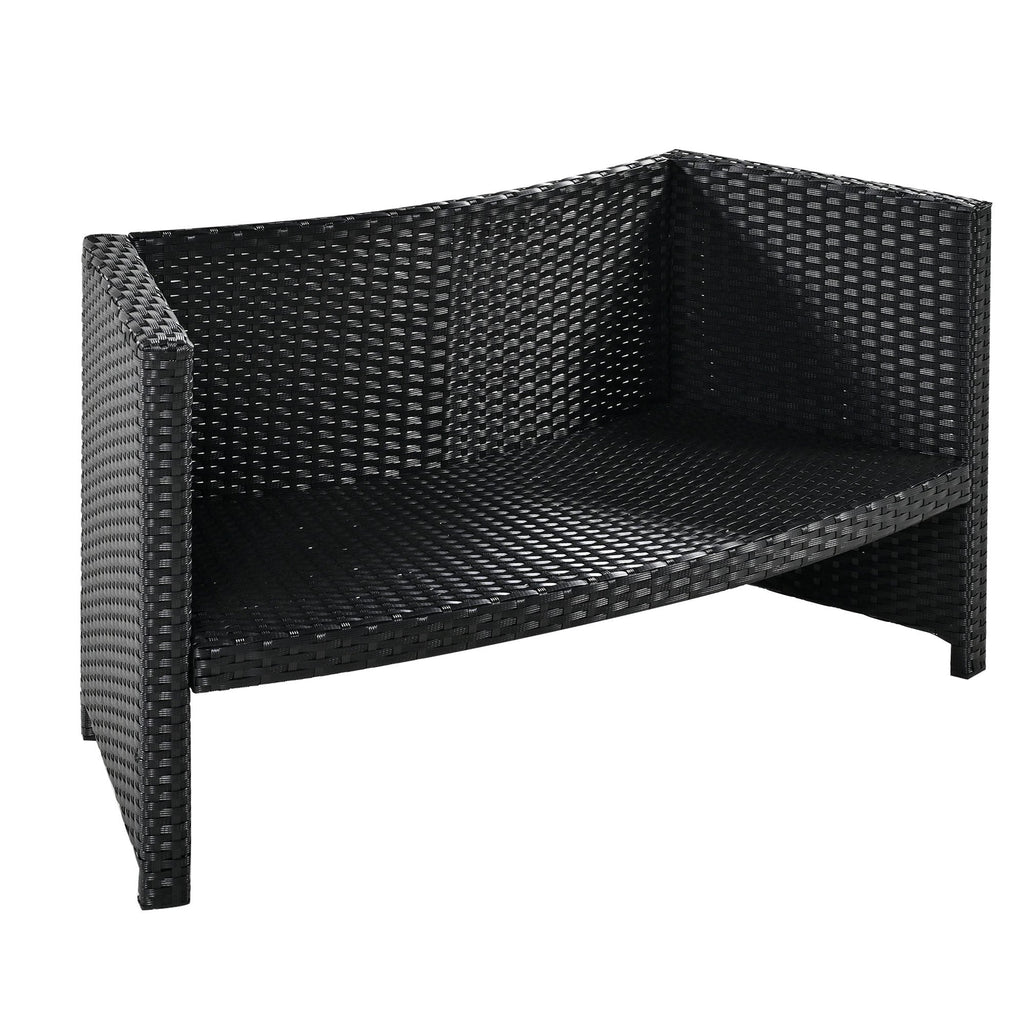 Walker Edison | Ensemble de canapé de patio en rotin avec structure de spa et espaces de rangement