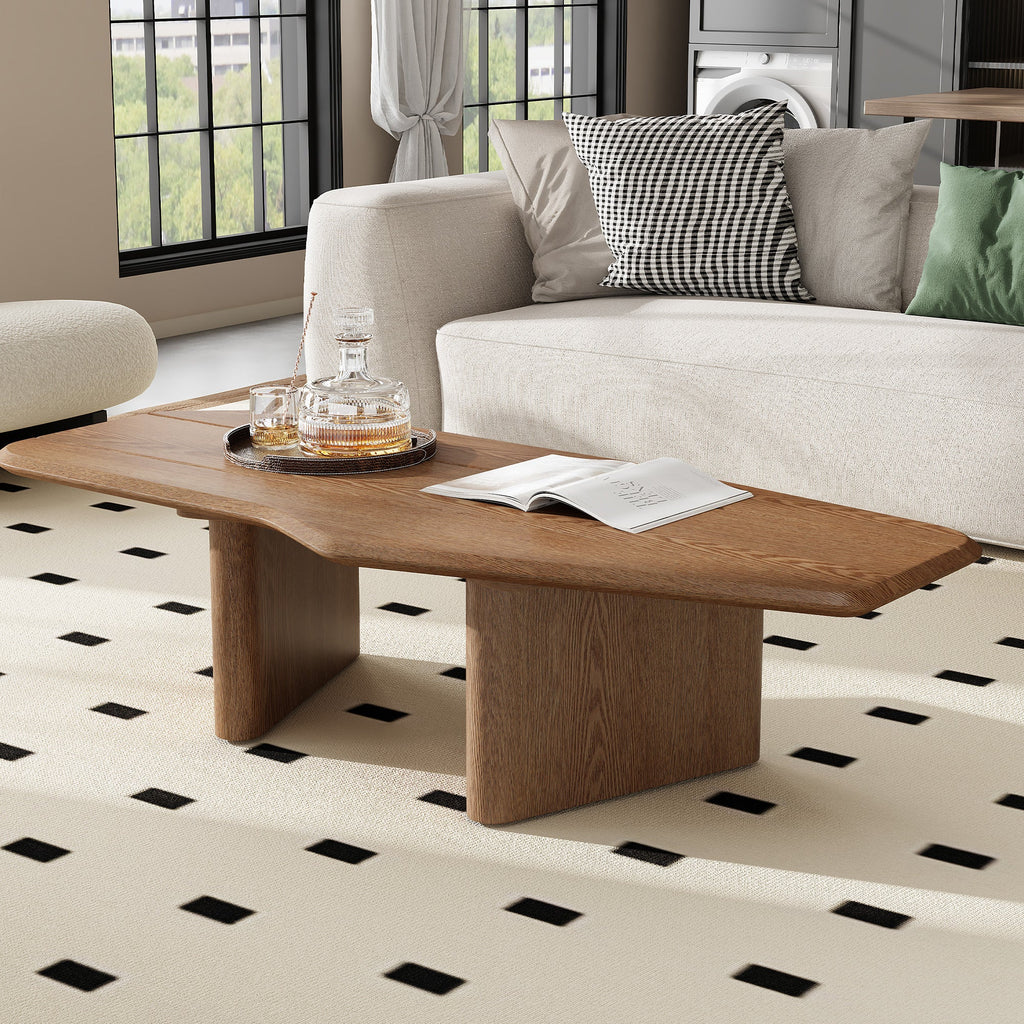 Table basse moderne en placage de frêne rustique 